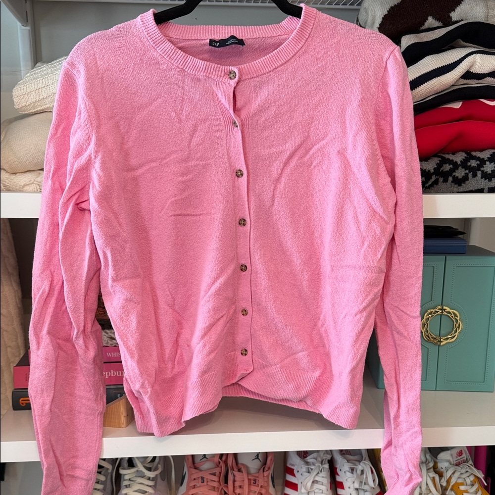 Pink Button-Up Cardigan